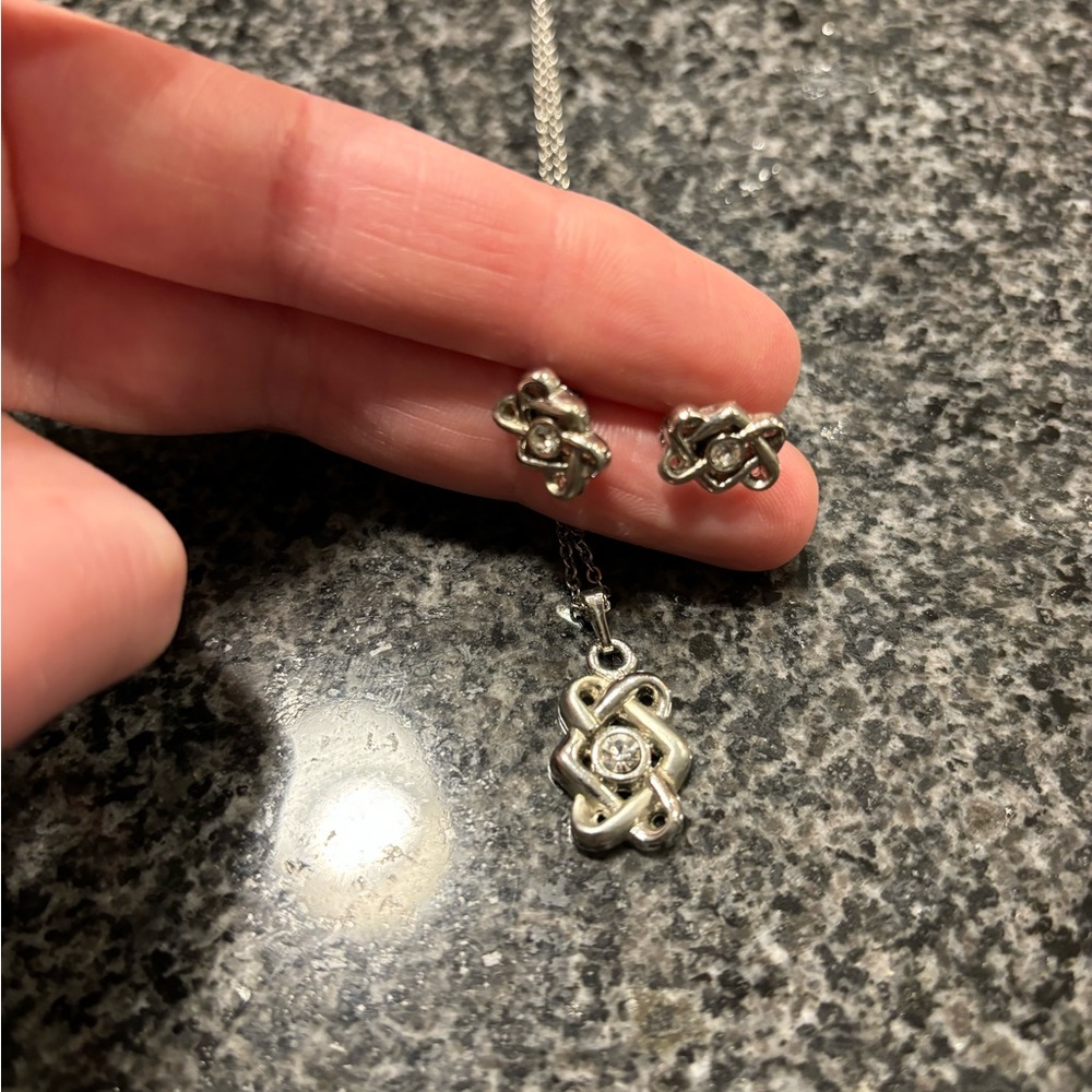 Silver Celtic Knot Earring & Necklace Set